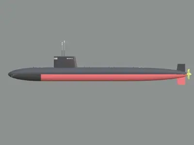 Military Nuclear Submarine Low-poly 3D model