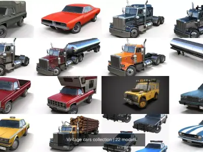 Vintage cars collection 3D Model Pack