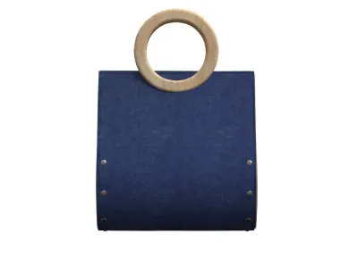 Navy Suede Ring Tote Bag 3D model