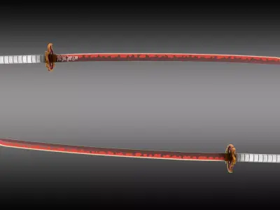 Demon Slayer Rengoku Kyojuro Nichirin Sword Low-poly 3D model