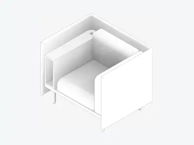 Sofa - Contemporary - Flame - Chair - 90h - Armrest Shelf - Left Low-poly 3D model