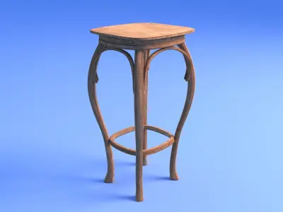 Art Nouveau Stool - rigged Low-poly 3D model