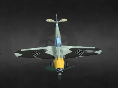 BF109G world war ii fighter plane Low-poly 3D model