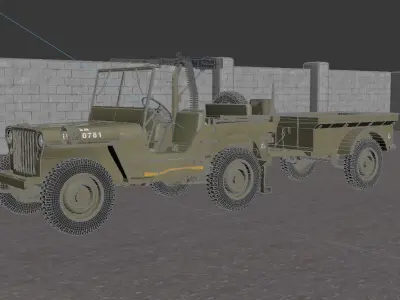 Willys MB with Machine gun 3D model