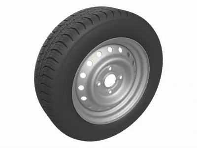 Car trailer wheel with tire 3D model