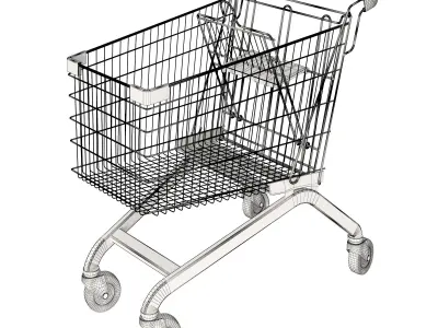 Blue shopping cart 3D model