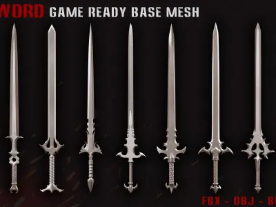 50 Sword Game Ready Base Mesh - Vol02 Low-poly 3D model