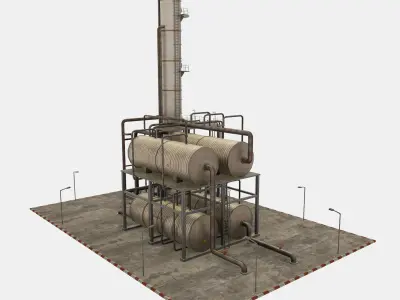 Oil Refinery Module Low-poly 3D model