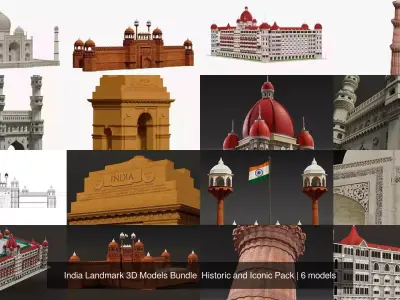 India Landmark 3D Models Bundle Historic and Iconic Pack 3D Model Collection