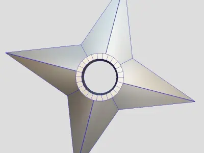 Shuriken 3 metal star Low-poly 3D model