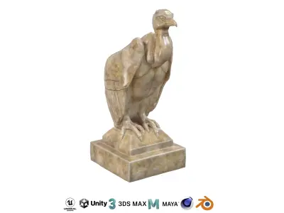 Vulture marble statue Low-poly 3D model