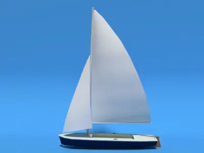 Low Poly Cartoon Flying Scot Dinghy Sailboat Low-poly 3D model
