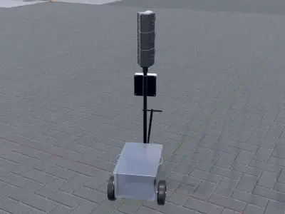 Mobile Construction Site Traffic Light WIP-2 3D model
