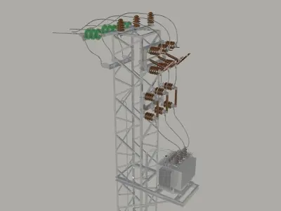 Tower transformer station Free 3D model
