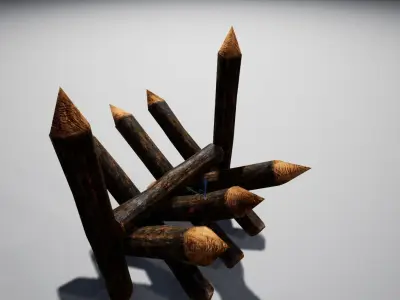 Medieval Wooden Barricade Low-poly 3D model