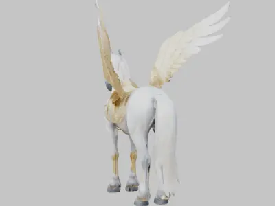 White Pegasus Horse 3D Model Low-poly 3D model