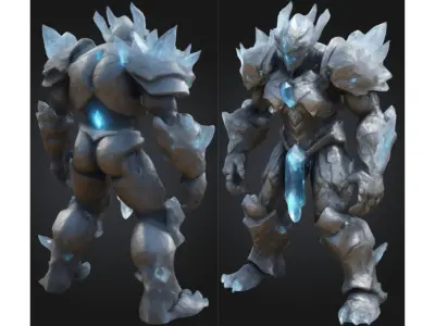 Crystal Stone Golem Low-poly 3D model