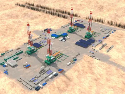 desert oilfield-oilfield drilling 3D model
