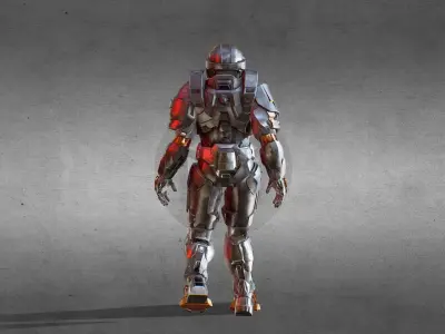 Armored Character game ready Low-poly 3D model buy