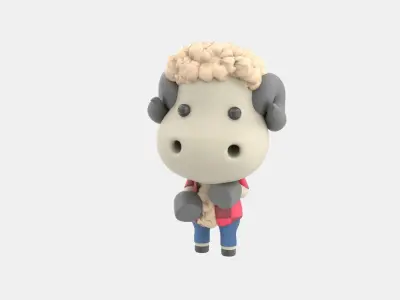Cute Sheep 3D Illustration 3D model 5