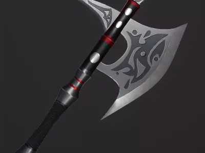 Fantasy Battle Axe PBR Low-poly 3D model