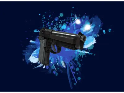 PISTOL 2 - Beretta M9A1 Pistol - 4K Game Ready Low-poly 3D model