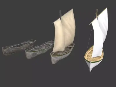 Wooden boats Yal-6 3D Model Pack
