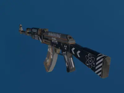 AK-47 Low Poly Game Ready Quad Topology  PBR Textures 3D model