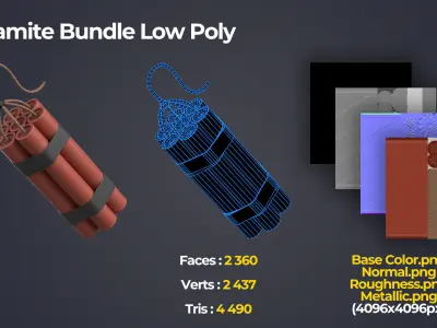 Dynamite Bundle Low-poly 3D model