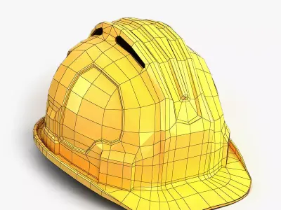 Yellow worker helmet Low-poly 3D model