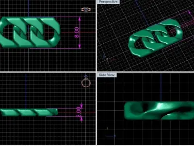 Chain gold plated link 3D print model