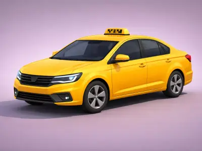 Low Poly Generic Taxi Car Vehicle Model PBR Texture Low-poly 3D model