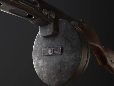 PPSh-41 USSR Machine gun WW2 PBR Low-poly 3D model