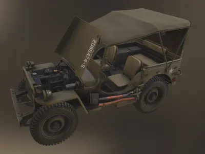 WW2 Jeep Low-poly 3D model