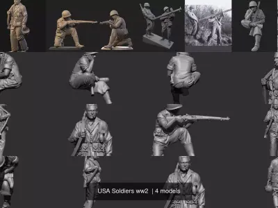 USA Soldiers ww2 3D Model Collection