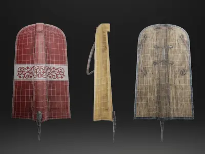 Pavise Medieval Shield Low-poly 3D model
