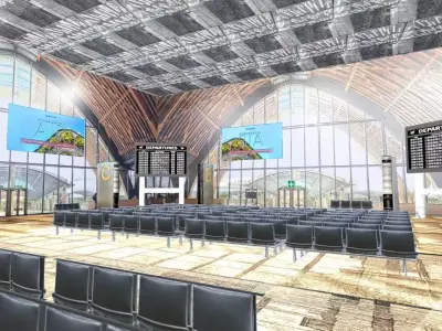 Airport four leather seats for waiting room Low-poly 3D model