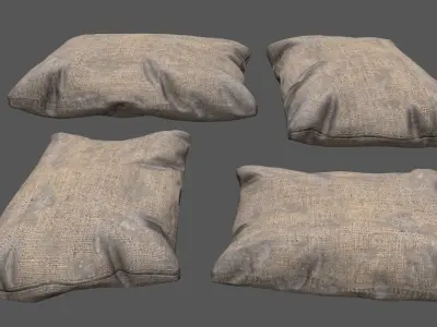 sandbag set pile of sacks Low-poly 3D model