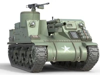 M7 Priest Howitzer  Low-poly 3D model