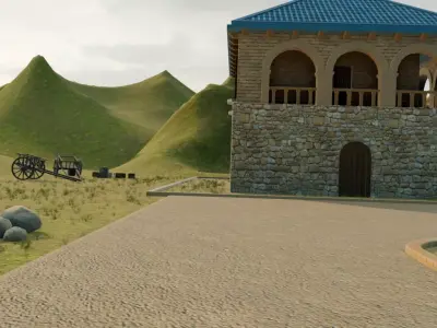 Mountain Village Landscape 3D model 3