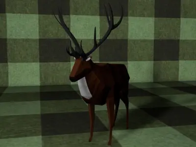 Low poly deer with antlers Low-poly 3D model