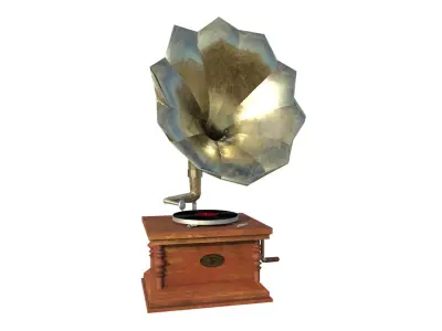 Gramophone 3D - old vintage vinyl record player Low-poly 3D model