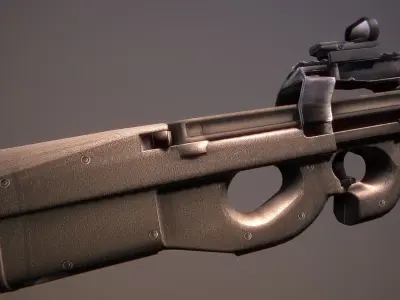 P90 gun Low-poly 3D model