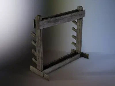 Wooden Weapon Rack Low-poly 3D model