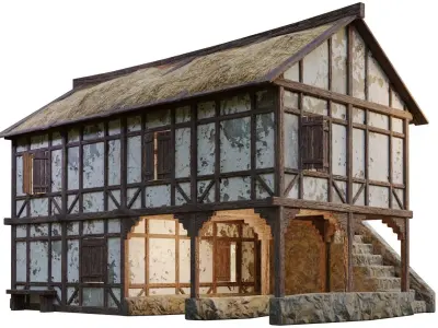 Medieval House 08 PBR 4K GameReady Low-poly 3D model