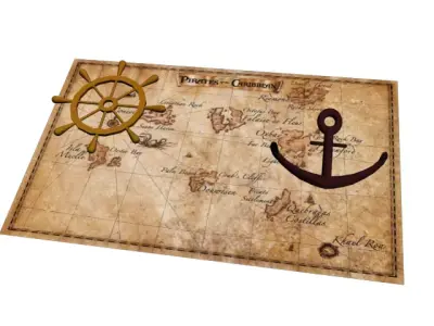 Anchor pirate map with and compass 3D model