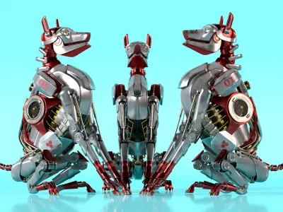 Futuristic Robotic Dog Concept Sitting Pose 3D model