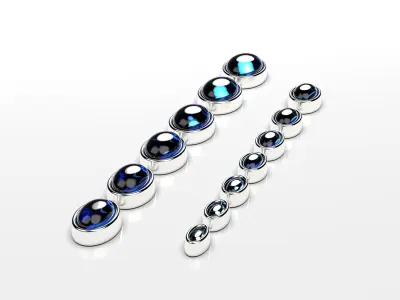 A package of oval cabochon flush settings  ring heads pendant 3D print model