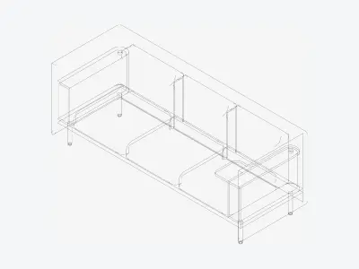 Sofa - Contemporary - Flame - Medium - Armrest Shelf Low-poly 3D model purchase