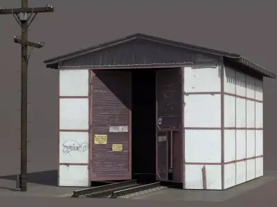 Train Building Low-poly 3D model